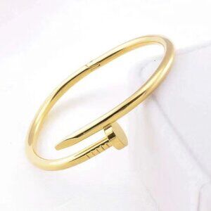 18K Gold Plated Nail Bangle | Waterproof, Tarnish Proof, Sweat & Heat Resistant